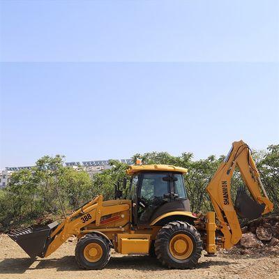 4 Wheel Drive Backhoe Loader Equipped With Hydraulic Breaking Hammer